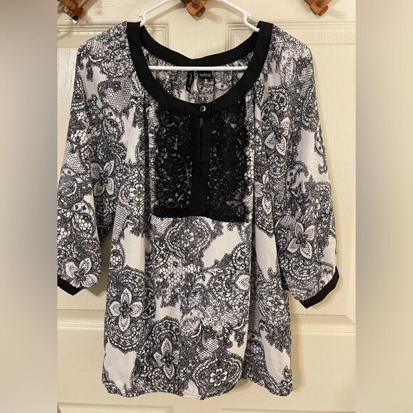 New Directions Blouse Black Lace large - Picture 1 of 6